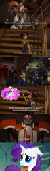 Size: 2000x6748 | Tagged: safe, derpibooru import, edit, edited screencap, screencap, rarity, human, pony, unicorn, a dog and pony show, sweet and elite, arcee, autobot, bulkhead, caption, comic, confused, cybertronian, female, harness, image macro, jack darby, jewelry, male, mare, miko nakadai, optimus prime, pouting, raf esquivel, ratchet (transformers), sad, screencap comic, stare, tack, teary eyes, text, thought bubble, tiara, transformers, transformers prime, unicorn-unicron confusion, unicron