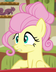 Size: 508x656 | Tagged: safe, derpibooru import, screencap, fluttershy, pegasus, pony, flutter brutter, alternate hairstyle, cropped, solo