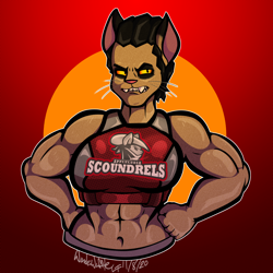 Size: 2500x2500 | Tagged: safe, artist:wonderwaffle33, derpibooru import, oc, oc only, oc:cutty corners, abyssinian, anthro, abyssinian oc, anthro oc, cheerleader, cheerleader outfit, clothes, female, muscles, muscular female, sports