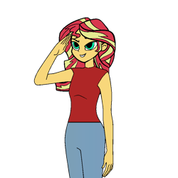 Size: 768x768 | Tagged: safe, artist:thatradhedgehog, derpibooru import, sunset shimmer, equestria girls, salute, simple background, solo, transparent background