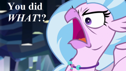 Size: 1280x720 | Tagged: safe, derpibooru import, edit, edited screencap, screencap, silverstream, what lies beneath, angry, jewelry, necklace, reaction image, speech, talking