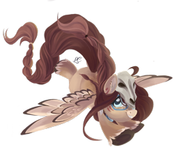 Size: 2360x2060 | Tagged: safe, artist:paolalc, derpibooru import, oc, oc only, oc:ondrea, pegasus, pony, 2021 community collab, cute, derpibooru community collaboration, female, flying, mare, simple background, skull, smiling, solo, transparent background, tribal