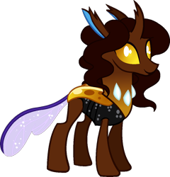 Size: 926x965 | Tagged: safe, artist:musical-medic, derpibooru import, oc, oc:elytra, changedling, changeling, brown changeling, simple background, solo, transparent background