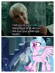 Size: 2522x3326 | Tagged: safe, derpibooru import, edit, edited screencap, screencap, silverstream, classical hippogriff, hippogriff, human, absolutely disgusting, draco malfoy, harry potter and the prisoner of azkaban, this will end in pain, this will not end well, too dumb to live