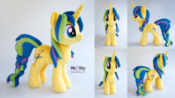 Size: 2200x1234 | Tagged: safe, artist:meplushyou, derpibooru import, oc, oc:creative colour, pony, unicorn, female, irl, mare, photo, plushie, solo