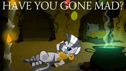 Size: 1920x1080 | Tagged: safe, derpibooru import, edit, edited screencap, editor:quoterific, screencap, zecora, zebra, swarm of the century, cauldron, female, mare