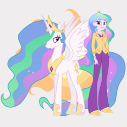 Size: 2048x2048 | Tagged: safe, artist:media1997, derpibooru import, princess celestia, principal celestia, alicorn, pony, equestria girls, cute, cutelestia, female, gray background, human ponidox, if only, self ponidox, simple background