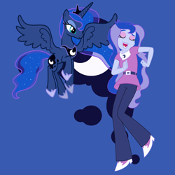 Size: 2048x2048 | Tagged: safe, artist:media1997, derpibooru import, princess luna, vice principal luna, alicorn, pony, equestria girls, blue background, cutie mark, human ponidox, self ponidox, simple background