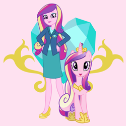 Size: 2048x2048 | Tagged: safe, artist:media1997, derpibooru import, dean cadance, princess cadance, alicorn, human, pony, equestria girls, cutie mark, female, human ponidox, pink background, self ponidox, simple background