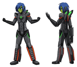 Size: 4144x3600 | Tagged: safe, artist:artemis-polara, derpibooru import, oc, oc only, oc:rally flag, equestria girls, armor, commission, exosuit, grin, scar, simple background, smiling, solo, transparent background