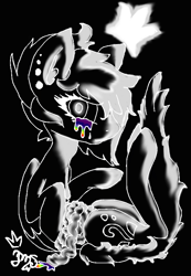 Size: 609x879 | Tagged: safe, artist:amgiwolf, derpibooru import, oc, oc only, pegasus, pony, black background, bust, pegasus oc, signature, simple background, solo, wings