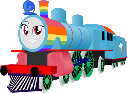 Size: 2849x2078 | Tagged: safe, artist:artthriller94, derpibooru import, rainbow dash, equestria girls, dreamworks face, inanimate tf, not salmon, thomas the tank engine, train, trainified, transformation, wat, why