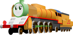 Size: 1280x633 | Tagged: safe, alternate version, artist:artthriller94, derpibooru import, applejack, equestria girls, deviantart watermark, inanimate tf, not salmon, obtrusive watermark, thomas the tank engine, train, trainified, transformation, wat, watermark, why