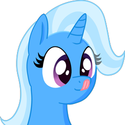 Size: 2381x2384 | Tagged: safe, artist:poniidesu, derpibooru import, trixie, pony, unicorn, :p, bust, eye clipping through hair, licking, licking lips, portrait, simple background, solo, tongue out, transparent background