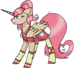 Size: 1036x960 | Tagged: source needed, useless source url, safe, artist:guruyunus17, derpibooru import, alicorn, pony, g2, aelita schaeffer, clothes, code lyoko, crossover, female, g2 to g4, generation leap, heart, mare, simple background, solo, transparent background, unamused