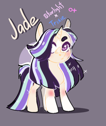 Size: 476x567 | Tagged: safe, artist:orphicdove, derpibooru import, oc, oc:jade, pony, unicorn, alternate universe, au:chaoticverse, magical lesbian spawn, offspring, parent:starlight glimmer, parent:trixie, parents:startrix, solo