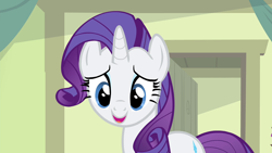 Size: 1920x1080 | Tagged: safe, derpibooru import, screencap, rarity, pony, unicorn, for whom the sweetie belle toils, cute, female, mare, raribetes, smiling, solo