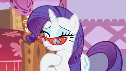 Size: 1920x1080 | Tagged: safe, derpibooru import, screencap, rarity, pony, unicorn, for whom the sweetie belle toils, female, glasses, mare, solo