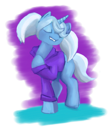 Size: 903x1039 | Tagged: safe, artist:gunslingerpen, derpibooru import, trixie, alternate hairstyle, babysitter trixie, clothes, hoodie, simple background, solo, transparent background