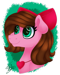 Size: 2800x3475 | Tagged: safe, artist:spokenmind93, derpibooru import, oc, earth pony, bust, detailed shading, earth pony oc, heart locket, portrait, ribbon, signature, simple background, transparent background