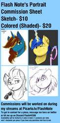 Size: 1500x3080 | Tagged: safe, artist:flashnoteart, derpibooru import, pony, advertisement, bust, colored, commission info, portrait, sketch