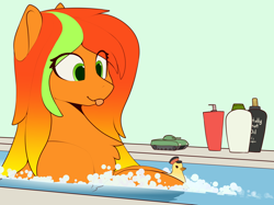 Size: 3364x2514 | Tagged: safe, artist:renderpoint, derpibooru import, oc, oc:marmalade, earth pony, pony, bath, solo