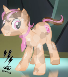 Size: 450x509 | Tagged: safe, artist:electuroo, derpibooru import, oc, oc:think pink, crystal pony, pony, unicorn, crystallized, male, solo, stallion