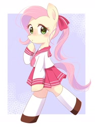 Size: 1471x1968 | Tagged: safe, artist:1drfl_world_end, derpibooru import, fluttershy, pegasus, pony, bipedal, blushing, cute, female, looking at you, mare, solo