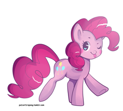 Size: 1081x979 | Tagged: safe, artist:pulsefirepony, derpibooru import, pinkie pie, earth pony, pony, :p, blush sticker, blushing, cute, diapinkes, female, heart eyes, mare, one eye closed, simple background, smiling, solo, tongue out, white background, wingding eyes, wink