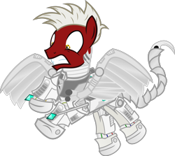 Size: 10000x8910 | Tagged: safe, artist:lincolnbrewsterfan, derpibooru exclusive, derpibooru import, oc, oc only, oc:lighthooves, cyborg, earth pony, pony, fallout equestria, fallout equestria: project horizons, absurd resolution, concerned, cyberpunk, do not want, fanfic art, flying, level 4.5 (light model) (project horizons), male, simple background, solo, stallion, transparent background, vector