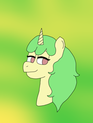 Size: 2448x3264 | Tagged: safe, artist:gamerpie, derpibooru import, oc, oc only, oc:lemon breeze, pony, unicorn, bust, female, portrait, simple background, solo