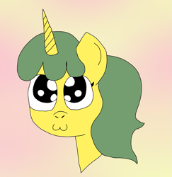 Size: 2167x2232 | Tagged: safe, artist:gamerpie, derpibooru import, oc, oc only, oc:lemon breeze, pony, unicorn, :3, bust, cat face, female, portrait, puppy dog eyes, solo