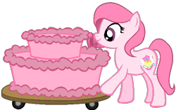 Size: 538x337 | Tagged: safe, artist:guruyunus17, derpibooru import, oc, oc:annisa trihapsari, earth pony, pony, alternate hairstyle, base used, birthday cake, cake, female, food, mare, simple background, smiling, solo, transparent background