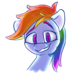 Size: 3000x3000 | Tagged: safe, artist:packy paca, derpibooru import, rainbow dash, pegasus, pony, bust, raised eyebrow, simple background, smiling, transparent background