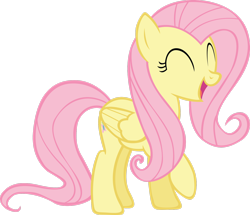 Size: 2640x2272 | Tagged: safe, artist:rainbowcrab, derpibooru import, fluttershy, pegasus, pony, stare master, cute, eyes closed, female, happy, high res, mare, open mouth, raised hoof, shyabetes, simple background, solo, transparent background, vector