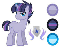 Size: 2150x1680 | Tagged: safe, artist:stellamoonshine, derpibooru import, flash sentry, twilight sparkle, oc, oc:starline sentry, pony, unicorn, female, flashlight, male, offspring, parent:flash sentry, parent:twilight sparkle, parents:flashlight, shipping, simple background, solo, stallion, straight, transparent background