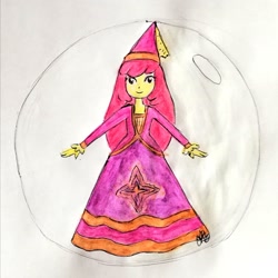 Size: 1524x1523 | Tagged: safe, artist:fude-chan-art, derpibooru import, apple bloom, equestria girls, for whom the sweetie belle toils, bubble, clothes, dress, gown, solo, traditional art