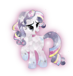 Size: 7000x7242 | Tagged: safe, artist:lincolnbrewsterfan, derpibooru exclusive, derpibooru import, rarity, crystal pony, pony, unicorn, crystallized pony, female, glow, gradient hooves, gradient mane, mare, rainbow power, rainbow power-ified, simple background, solo, transparent background