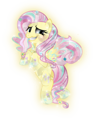 Size: 7000x9150 | Tagged: safe, artist:lincolnbrewsterfan, derpibooru exclusive, derpibooru import, fluttershy, crystal pony, pegasus, pony, crystallized pony, female, glow, gradient hooves, gradient mane, mare, rainbow power, rainbow power-ified, simple background, solo, transparent background