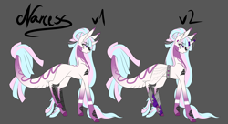 Size: 7032x3824 | Tagged: safe, artist:minelvi, derpibooru import, oc, oc only, pony, unicorn, colored hooves, duo, female, horn, horn jewelry, jewelry, leonine tail, mare, reference sheet, unicorn oc