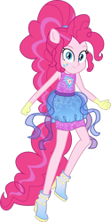 Size: 724x1452 | Tagged: safe, artist:lincolnbrewsterfan, derpibooru exclusive, derpibooru import, pinkie pie, equestria girls, .svg available, alternative cutie mark placement, boots, clothes, cutie mark on clothes, dress, facial cutie mark, gloves, glow, looking at you, ponied up, pony ears, skirt, sleeveless, solo, vector