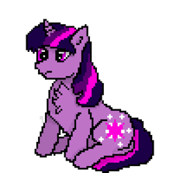 Size: 1200x1200 | Tagged: safe, derpibooru import, twilight sparkle, unicorn twilight, pony, unicorn, chest fluff, pixel art, simple background, sitting, solo, transparent background