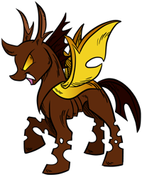 Size: 4120x5148 | Tagged: safe, artist:musical-medic, derpibooru import, changeling, absurd resolution, brown changeling, simple background, solo, transparent background