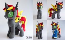 Size: 1600x979 | Tagged: safe, artist:meplushyou, derpibooru import, oc, oc:lisa, changeling, clothes, double colored changeling, irl, photo, plushie, solo, vault suit