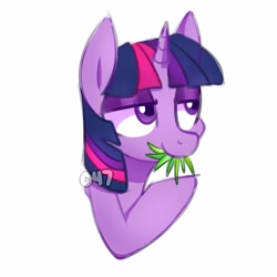 Size: 2500x2500 | Tagged: safe, artist:handgunboi, derpibooru import, twilight sparkle, unicorn twilight, unicorn, eating, female, grass, horses doing horse things, mare, png, solo