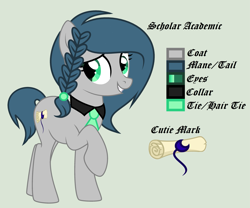 Size: 2685x2233 | Tagged: safe, artist:lominicinfinity, derpibooru import, oc, oc:scholar academic, earth pony, pony, female, mare, reference sheet, simple background, solo