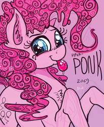 Size: 5067x6169 | Tagged: safe, artist:paskanaakka, derpibooru exclusive, derpibooru import, pinkie pie, earth pony, pony, female, mare, ponk, simple background, solo, tongue out