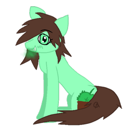 Size: 1200x1200 | Tagged: safe, artist:gotharts, derpibooru exclusive, derpibooru import, oc, oc only, oc:mintdip, earth pony, pony, 2021 community collab, derpibooru community collaboration, female, simple background, sitting, solo, transparent background