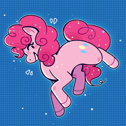 Size: 640x640 | Tagged: safe, artist:budipudi, derpibooru import, pinkie pie, earth pony, pony, blue background, cute, diapinkes, female, mare, profile, simple background, smiling, solo