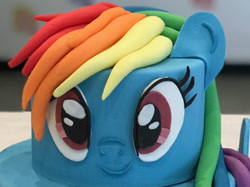 Size: 1123x841 | Tagged: safe, derpibooru import, rainbow dash, cake, cute, food, irl, photo